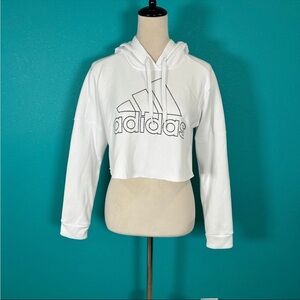 Adidas white cropped jacket in size small